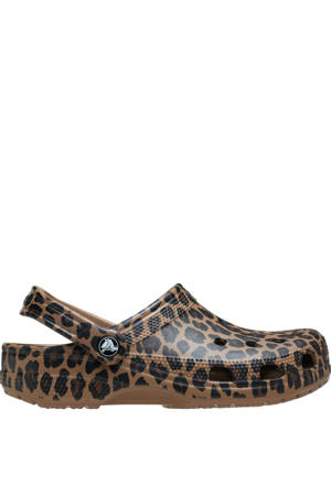 Classic graphic clogs met panterprint cognac/zwart
