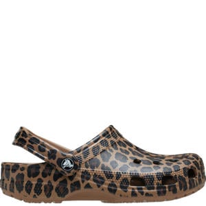 Classic graphic clogs met panterprint cognac/zwart