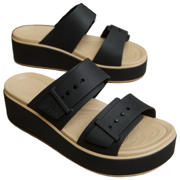 thumbnail: Crocs slippers met plateauzool en sleehak - zwart