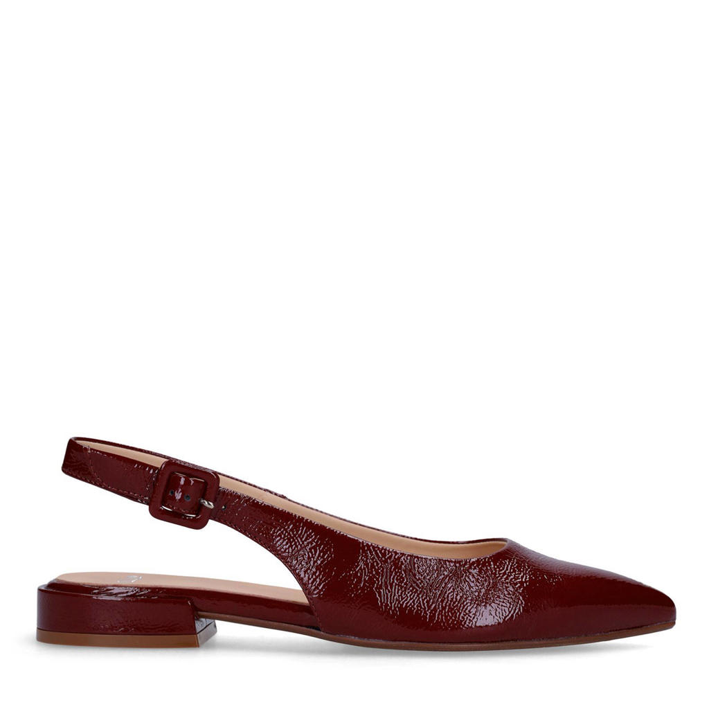 Bordeaux dames Manfield lakleren slingback loafers met gesp