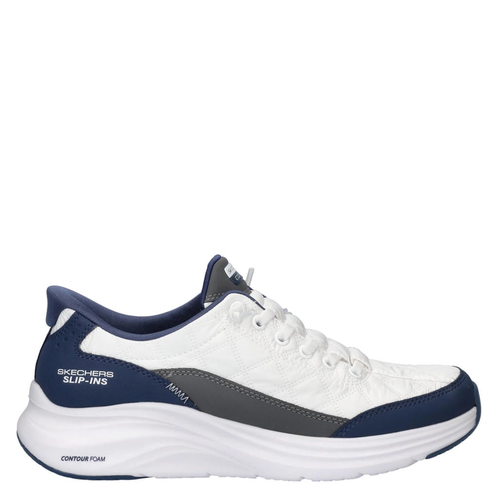 Skechers slip-on sneakers blauw/wit