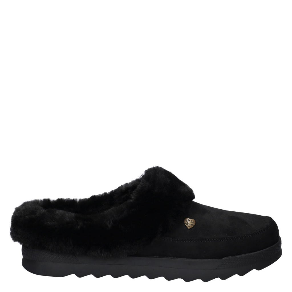 Zwarte dames Bobs dames pantoffels van suèdine