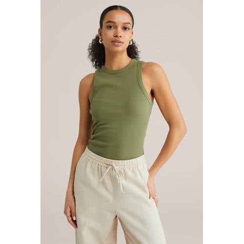 WE Fashion haltertop rib gebreid afbeelding
