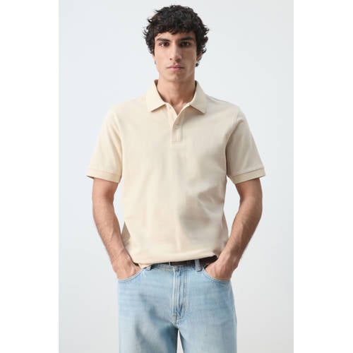 Mango Man regular polo ecru afbeelding