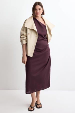 one shoulder jurk donkerrood
