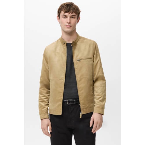Mango Man suede bikerjack beige afbeelding