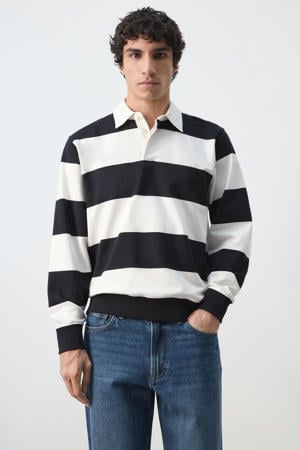 gestreepte sweater wit/donkerblauw
