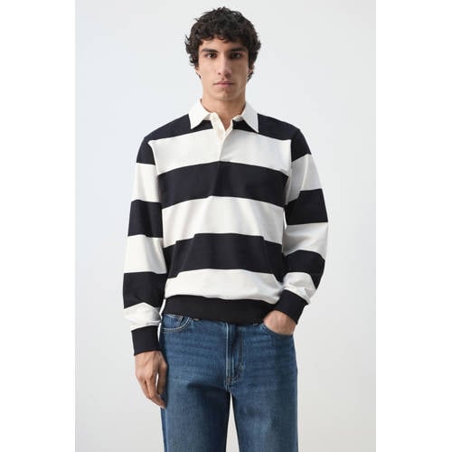 Mango Man gestreepte sweater wit/donkerblauw afbeelding