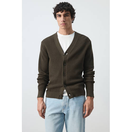 Mango Man vest gebreid donkerbruin afbeelding