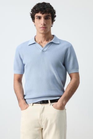 regular polo gebreid lichtblauw