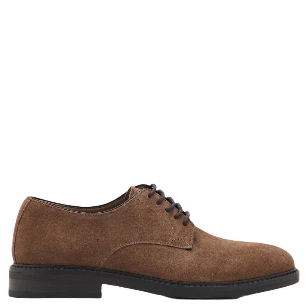 Bruine heren Mango Man suède veterschoenen