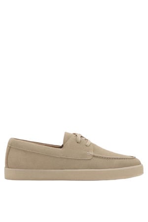 suède veterschoenen beige