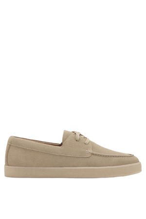 suède veterschoenen beige