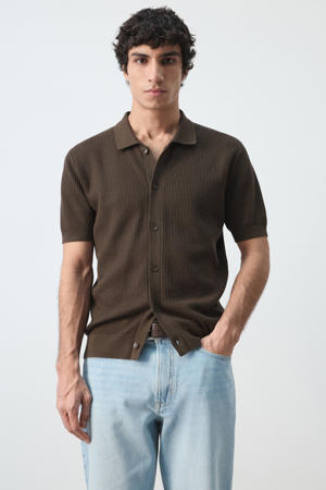 regular casual overhemd donkerbruin
