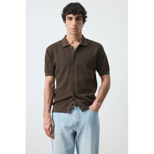 Mango Man regular casual overhemd donkerbruin afbeelding