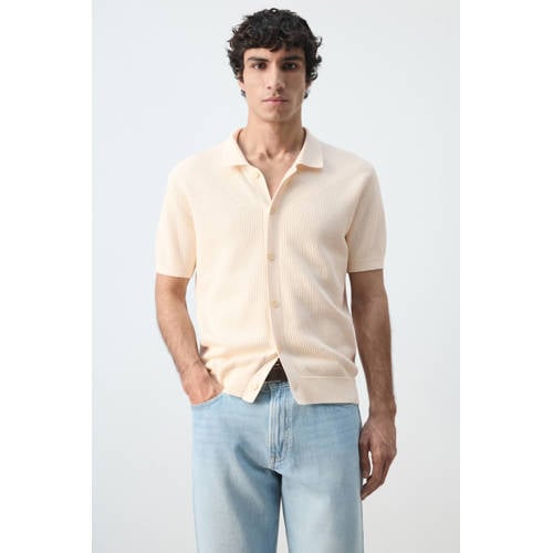 Mango Man regular casual overhemd beige afbeelding
