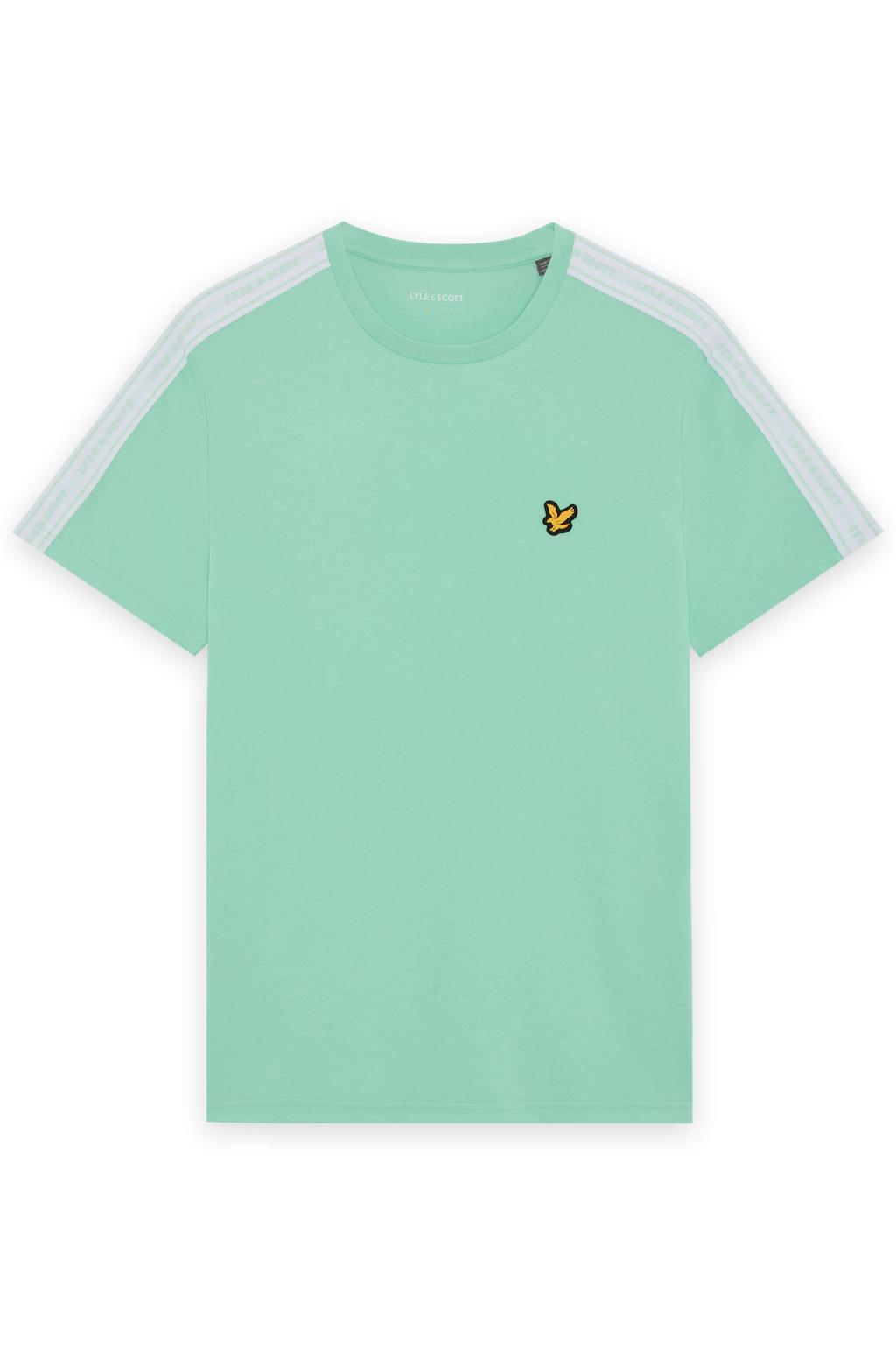 Mintgroene heren Lyle & Scott regular T-shirt van polyester met effen, korte mouwen en ronde hals