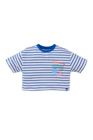 cropped T-shirt Mint blauw/wit