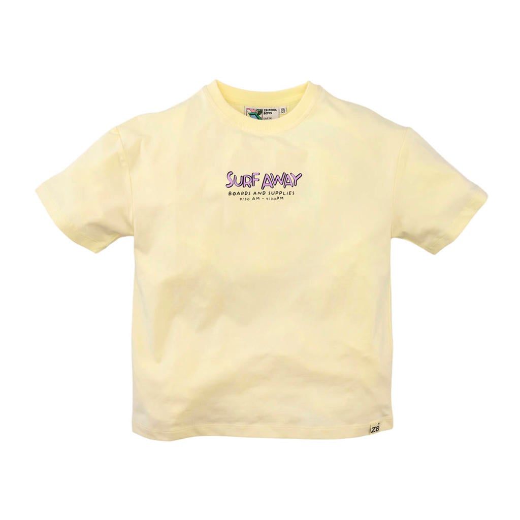 Lichtgele jongens Z8 kids T-shirt Arno van stretchkatoen met backprint en korte mouwen