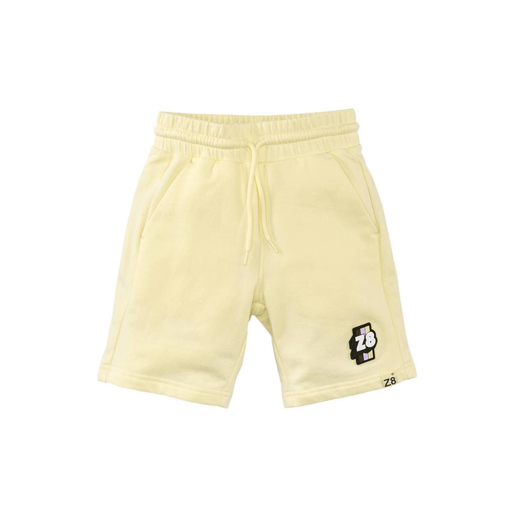 Lichtgele jongens Z8 kids sweatshort Louka van stretchkatoen met regular fit, regular waist en effen