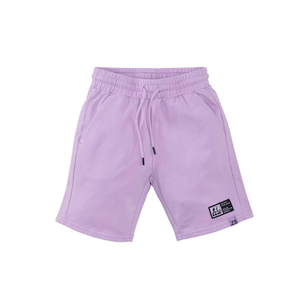 Lilakleurige jongens Z8 kids sweatshort Nils van stretchkatoen met regular fit, regular waist en effen