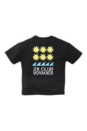 T-shirt Thierno met backprint zwart/geel