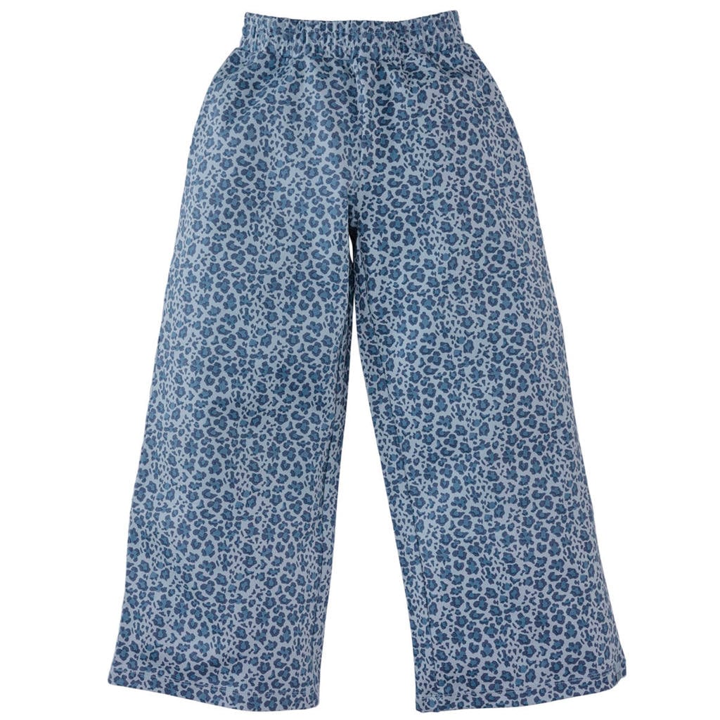 Medium blue denim meisjes Z8 kids wide leg jeans Selin van rayon met panterprint