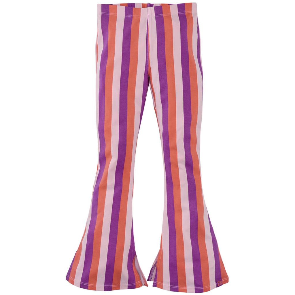 Lichtroze en violetkleurige meisjes Z8 kids flared broek Jannat koraal van stretchkatoen met regular waist, elastische tailleband en strepenprint