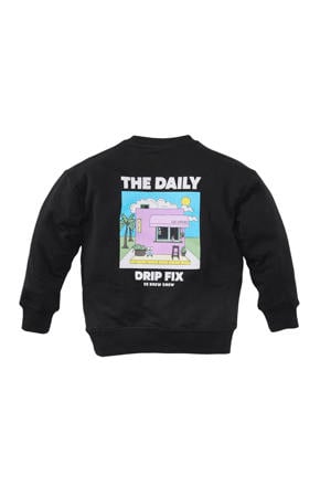 sweater Malick met backprint zwart