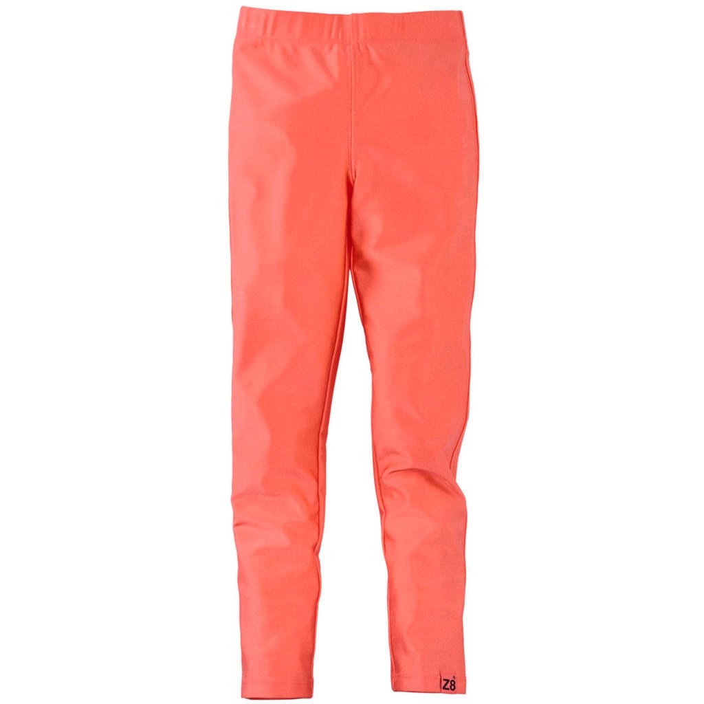 Koraalrode meisjes Z8 kids legging Fenne van nylon met regular waist, elastische tailleband en effen