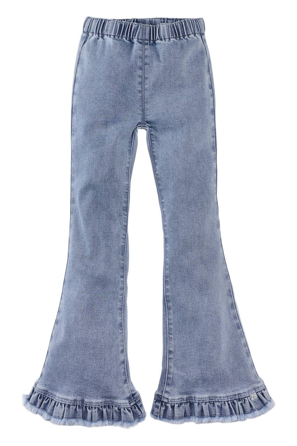 Light blue denim meisjes Z8 kids flared jeans Nuria van denim met regular waist en effen