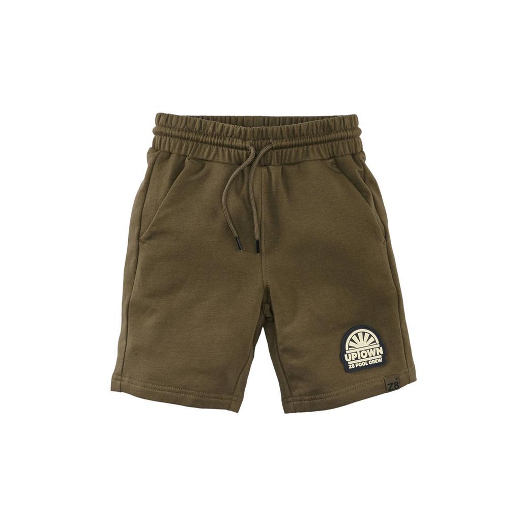 Olijfgroene jongens Z8 kids sweatshort Elian van stretchkatoen met regular fit, regular waist en effen