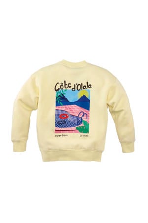 sweater Xavi met backprint lichtgeel
