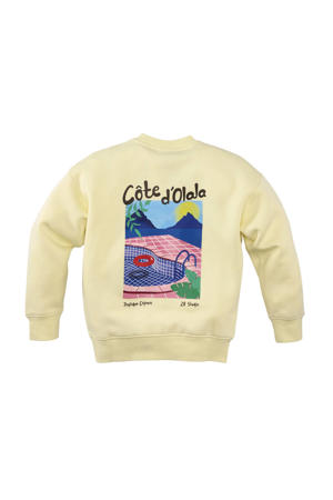 sweater Xavi met backprint lichtgeel