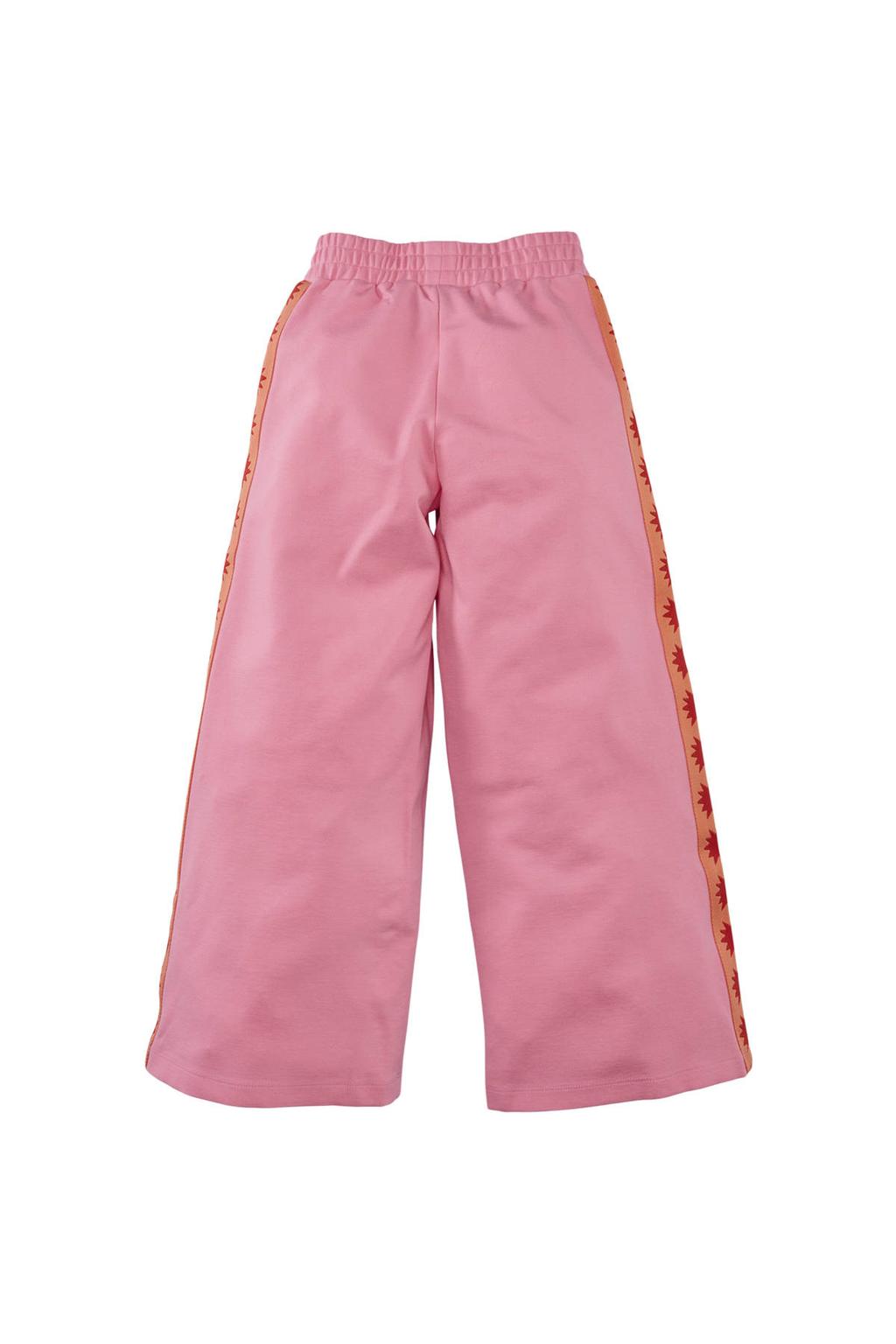 Lichtroze en oranje meisjes Z8 kids wide leg broek Juun van rayon met effen