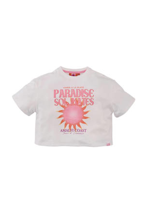 T-shirt Valentina wit/lichtroze/koraal