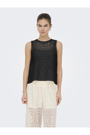 gebloemde top zwart broderie