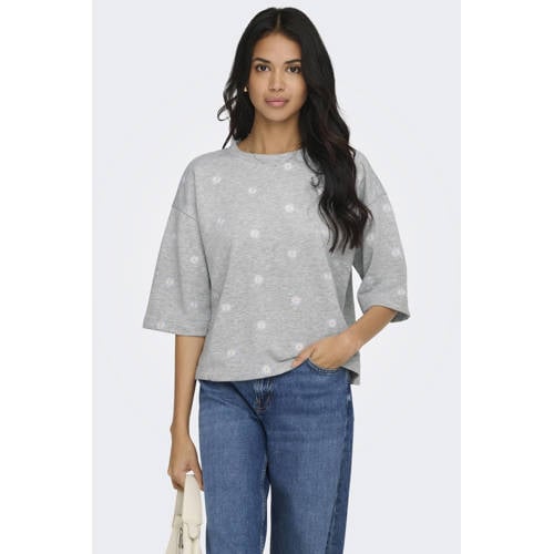 ONLY gebloemde sweater grijs afbeelding
