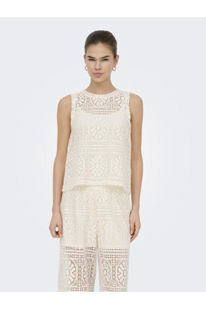 gebloemde top crème broderie