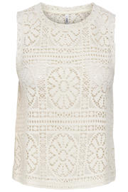 thumbnail: Crème dames ONLY gebloemde top crème broderie van polyester met ronde hals