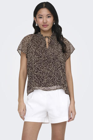 top met panterprint zwart