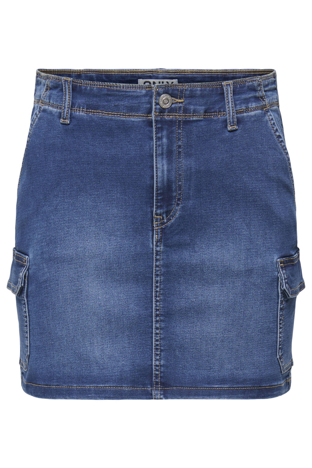 Medium blue denim dames ONLY gemaakt van denim en met rits- en knoopsluiting