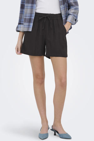 straight high waist casual short donkerbruin