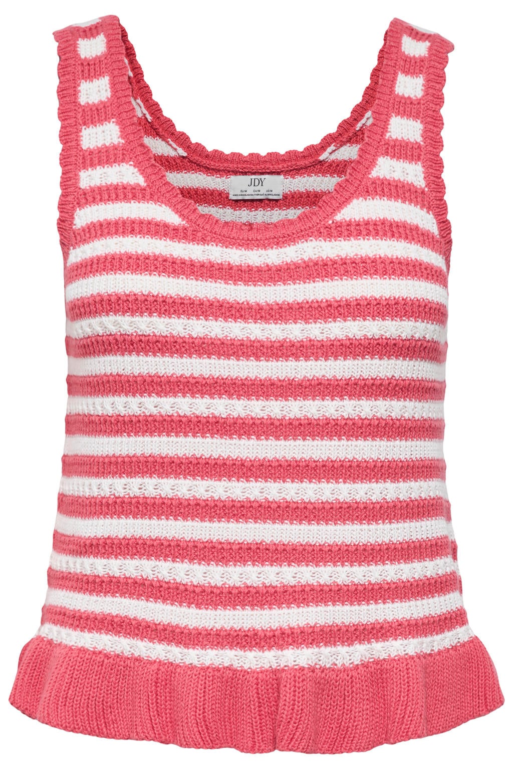 Roze en witte dames JDY gestreepte top gebreid van acryl met ronde hals