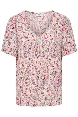 top met paisley print ecru