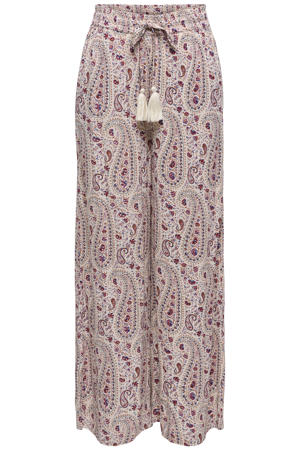 wide leg high waist casual broek ecru