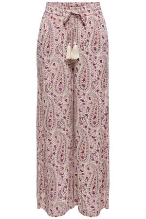 wide leg high waist casual broek ecru
