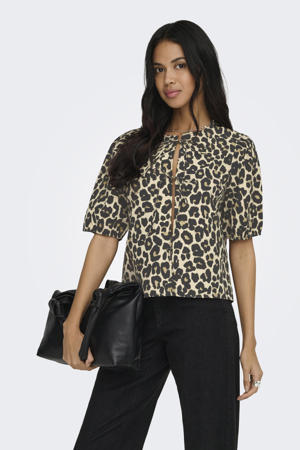 top met panterprint bruin