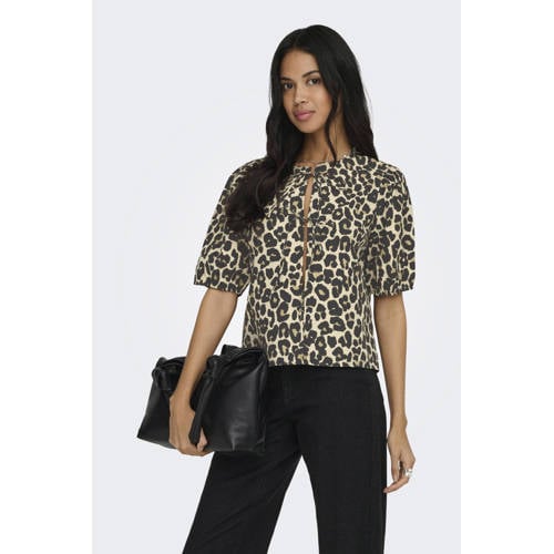 ONLY top met panterprint bruin afbeelding