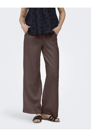 wide leg regular waist casual broek bruin